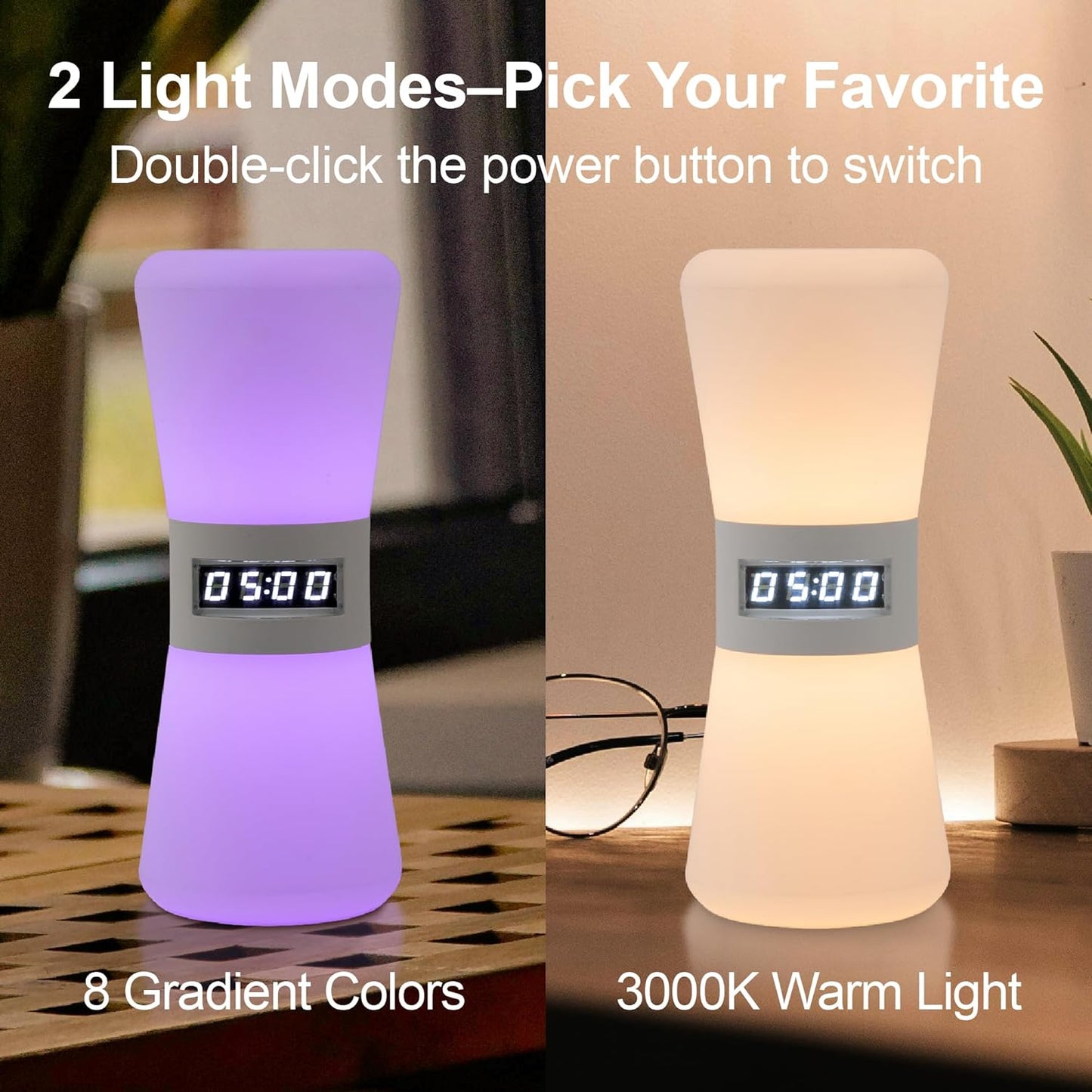 LED Visual Timer & Digital Hourglass, Rechargeable ADHD Timer for Kids and Adults, 1-99 Mins Adjustable Countdown Timer with Flowing Light, Portable Electronic Sand Timer for Classroom, Home