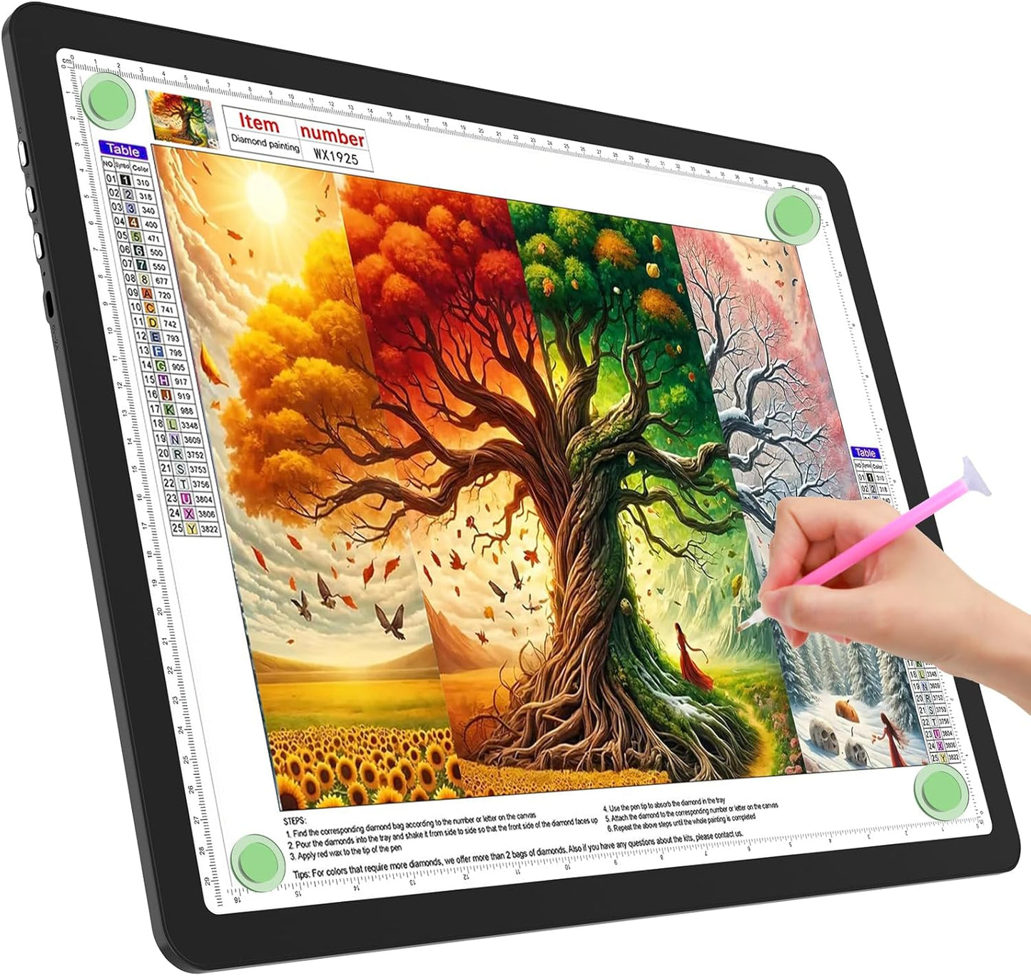 TOHETO A4 Light Board for Diamond Painting, Super Bright Magnetic Light Pad with Side Buttons, Lightbox for Tracing and Drawing, Corded Light Table for Sketching, Animation, Weeding Vinyl (Black)