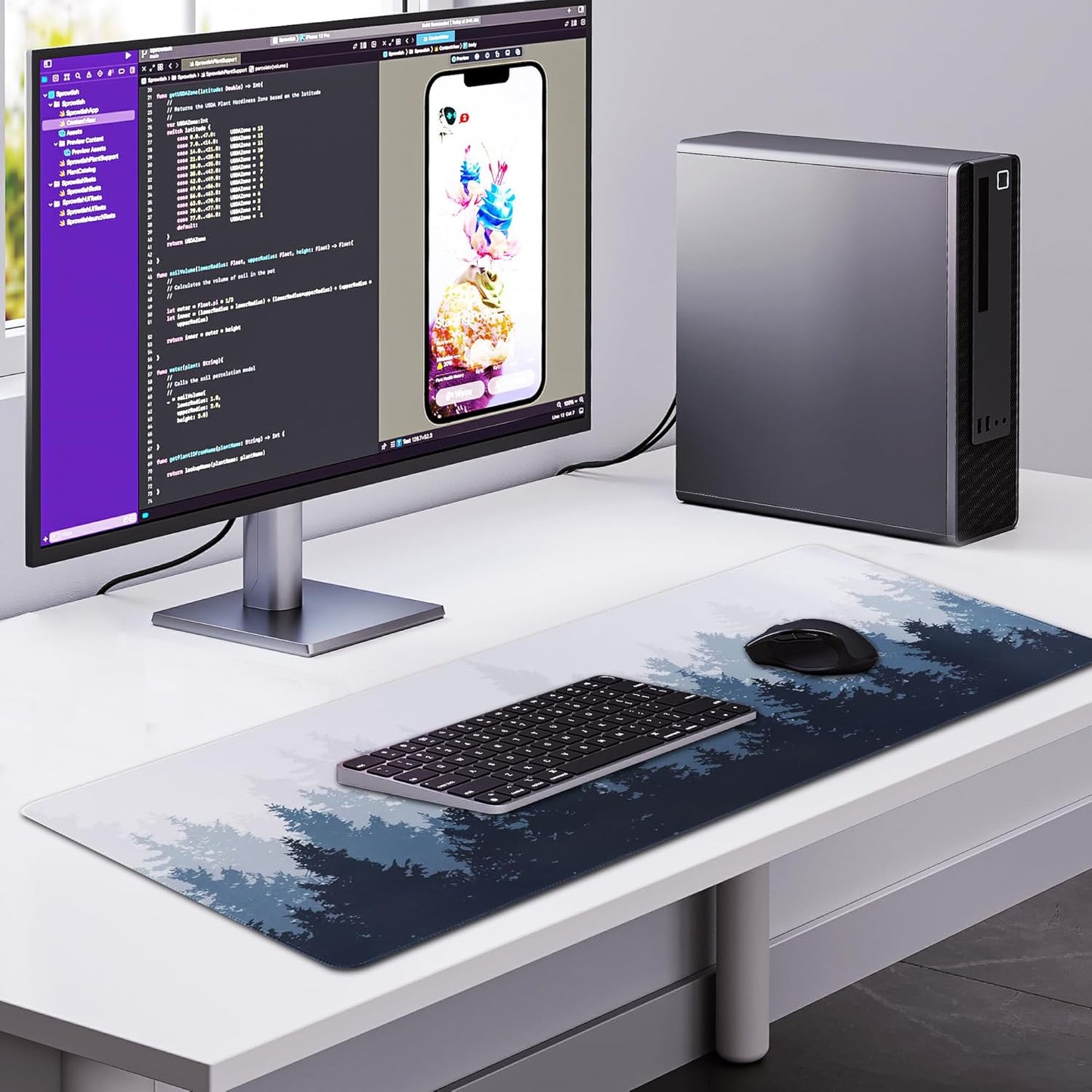 HGWALP Black Topographic Large Gaming Mouse Pad Extended XXL(900 * 400 * 3MM) Mouse Mat Long Desk Pad with Stitched Edges for Keyboard Home Office Gaming Work Big Desk Mat
