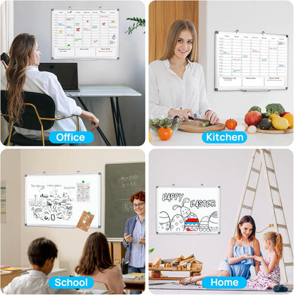 ONAVIA Desktop Whiteboard with Stand, 16"×12" Double-Sided Magnetic Dry Erase Calendar, Weekly Monthly Schedule with Time Slots, Portable for Home, Office, Planning, Memo, to Do List