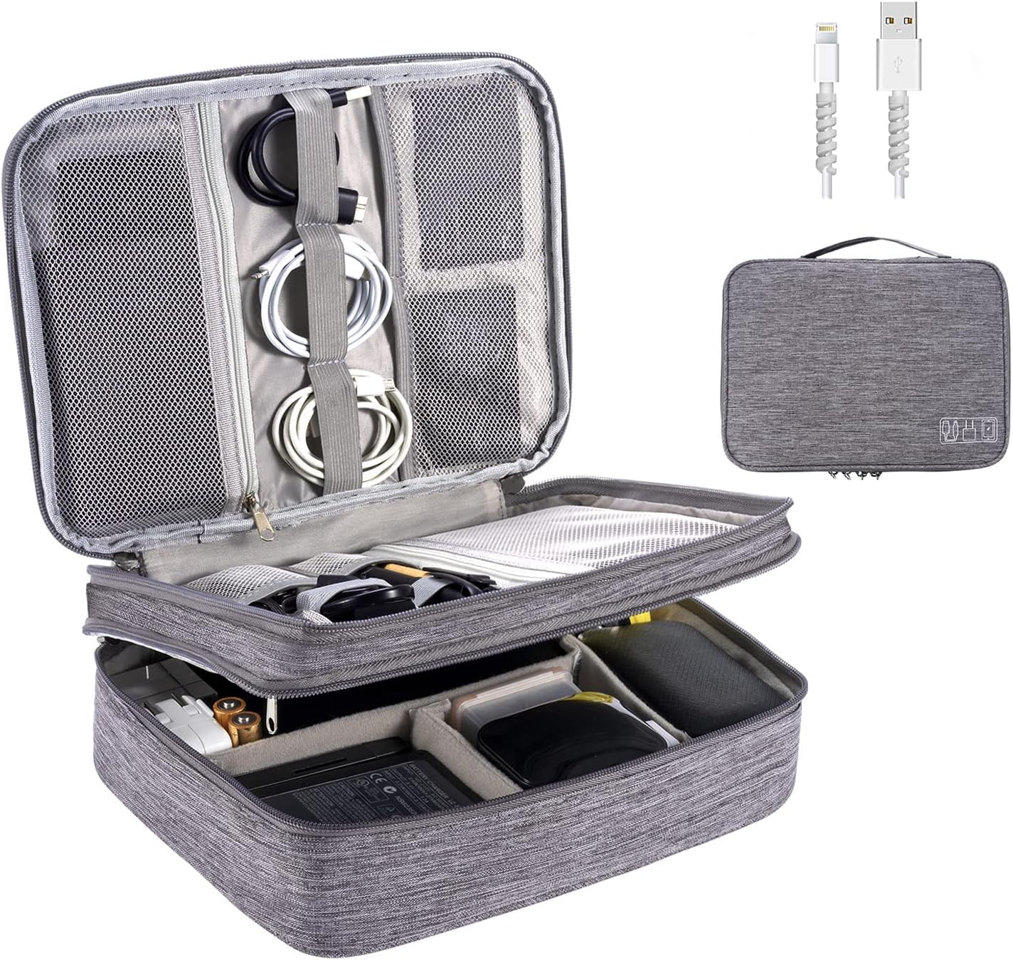 OrgaWise Electronics Organizer, Electronic Accessories Bag Travel Cable Organizer Three-Layer for iPad Mini, Kindle, Hard Drives, Cables, Chargers