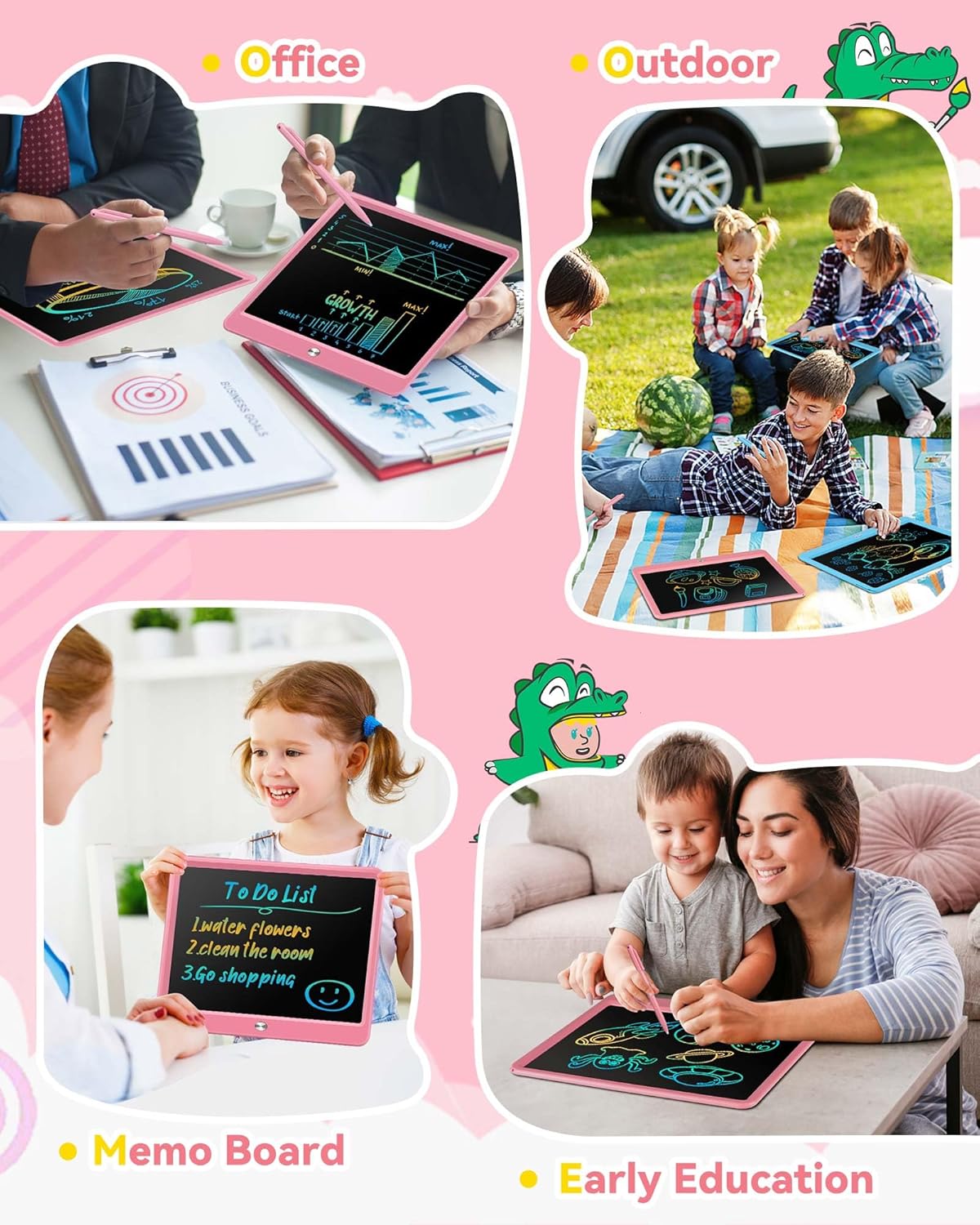 KOKODI 12 Inch LCD Writing Tablet with Anti-Lost Stylus, Erasable Doodle Board Colorful Toddler Drawing Pad, Car Travel School Games Toys for 3 4 5 6 7 8 Kids, Birthday Gift for Girls Boys Adults Blue