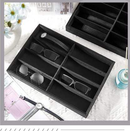 Amylove 2 Pcs Sunglass Organizer Trays Glasses Stackable Jewelry Trays Sunglass Organizer Display Box(8 Grids,Beige)
