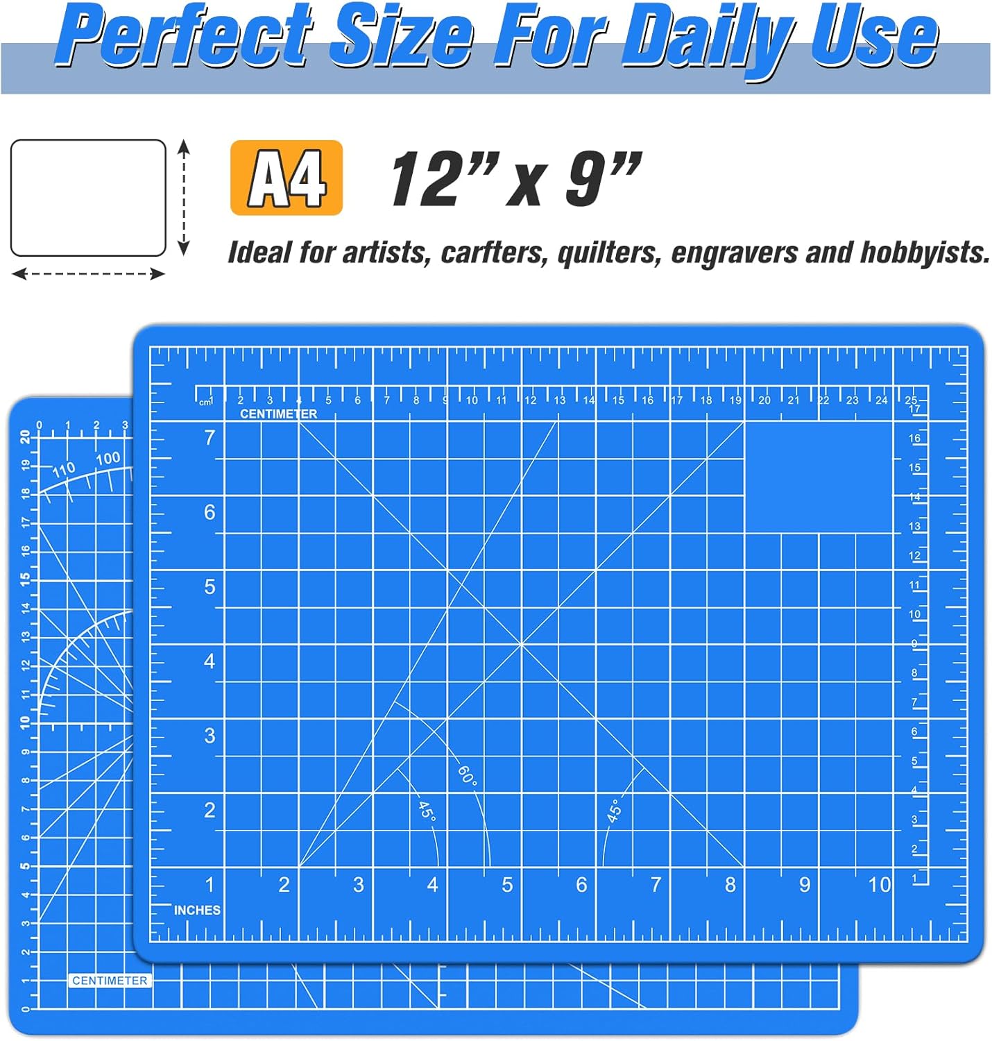 DIYSELF Cutting Mat 12in×18in, Cutting Mats for Crafts, Self Healing Cutting Mat A3, Fabric Cutting Mats Double Side for Sewing, Quilting, Craft Mat for Desktop, Matting & Mounting Materials