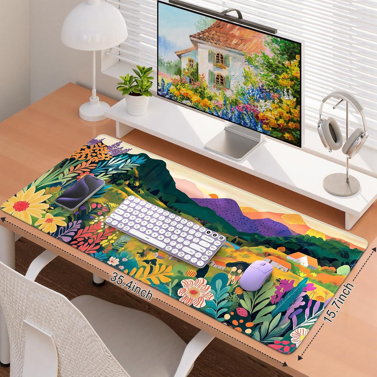 iCasso Desk Cover Mat, Office Mouse Pad, Desk Protector Mat, Extra Large Matt for Desktop,Anti-Slip XXL Big Mousepad with Stitched Edges for Computer Keyboard Retro Black - Colors B