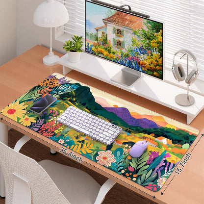 iCasso Desk Cover Mat, Office Mouse Pad, Desk Protector Mat, Extra Large Matt for Desktop,Anti-Slip XXL Big Mousepad with Stitched Edges for Computer Keyboard Retro Black - Colors B