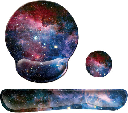 Keyboard Wrist Rest Pad Mouse Pad with Wrist Support Set of 3, Mousepad with Non-Slip Rubber Base, Ergonomic Memory Foam Mouse Wrist Cushion Support for Home Office Laptop Computer Gaming, Forest