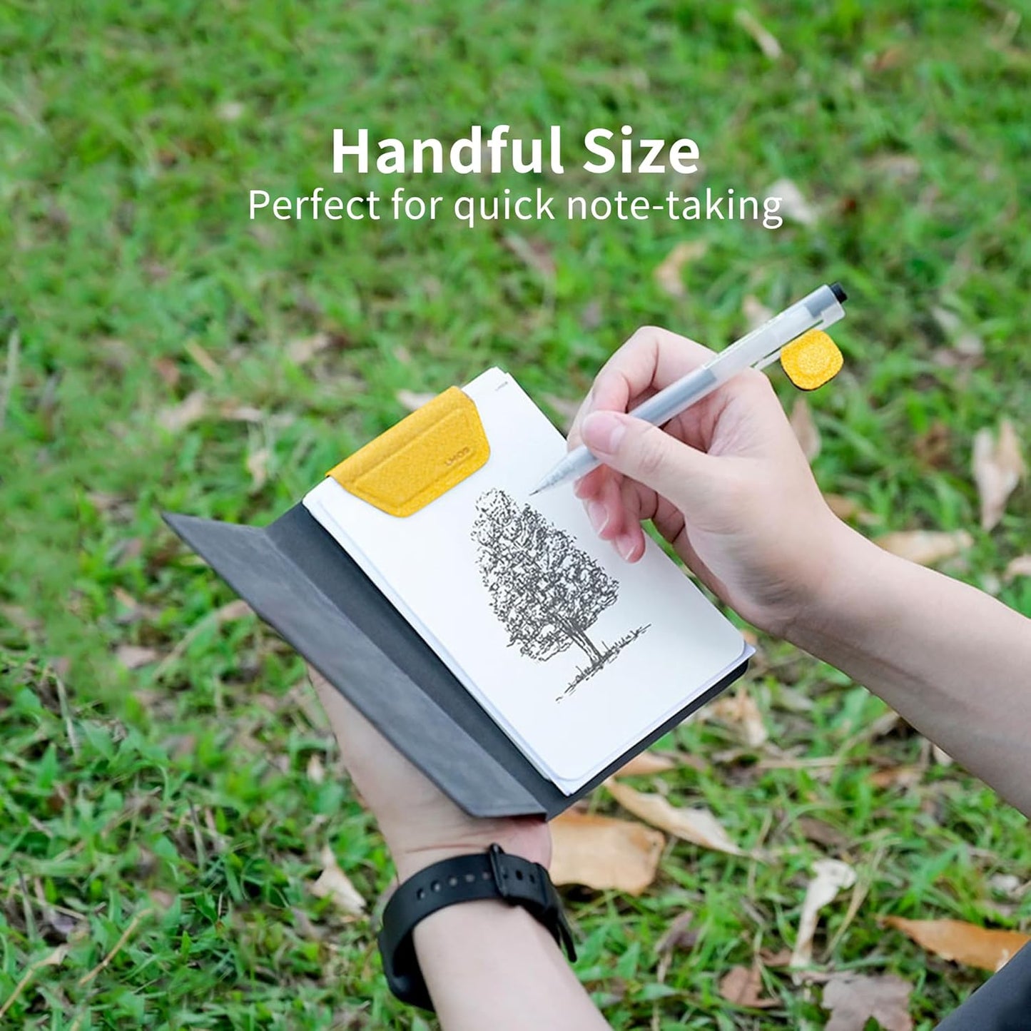LHiDS A6 Magnetic Padfolio Organizer with Pen Holder & Notepad – Compact Magnetic Notebook Folder for Quick Notes, Work, Study – Classic Yellow