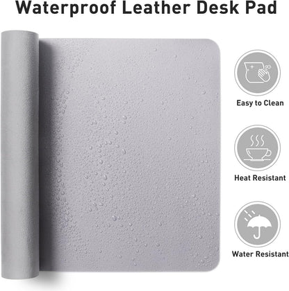 Aothia Non-Slip PU Leather Waterproof Laptop Desk Pad Protector, Blotter Mat, Writing and Mouse Pad for Office & Home, Beige, 23.6" x 13.7" - Colors B