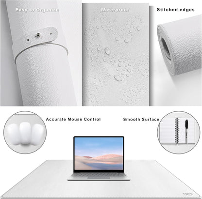 Cacoy 36" x 20" Leather Desk Mat for Home Office, Extra Large PU Leather Desk Pad Blotters, Waterproof Computer Keyboard Mat, Extended Gaming Mouse Pad, Desk Protector for Desktop and PC Laptop, Black