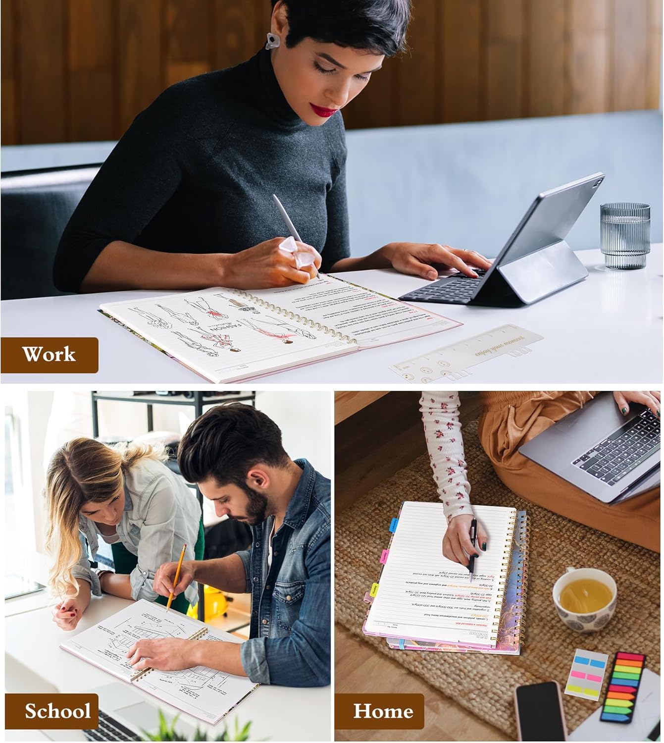 Dotted Notebook, Spiral Notebook Journal 8.5” x 11”, A4 Large Dot Grid Notebooks for Women Men, 100 GSM Dotted Paper, Plastic Hardcover Spiral Bullet Journals for Work School Sketching, Green