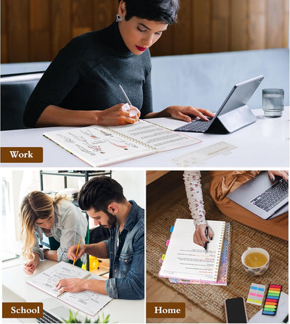 Dotted Notebook, Spiral Notebook Journal 8.5” x 11”, A4 Large Dot Grid Notebooks for Women Men, 100 GSM Dotted Paper, Plastic Hardcover Spiral Bullet Journals for Work School Sketching, Green