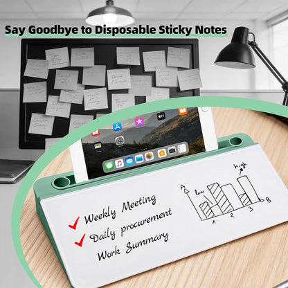 Desktop Whiteboard, Glass Dry Erase Board, Desk Board Buddy,Computer Keyboard Stand,Desk Whiteboard Organizer for Home,Office,School Supplies(White)