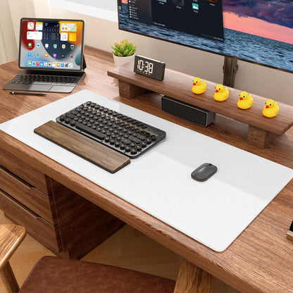 Auhoahsil Felt Desk Mat, Minimalist Large Mouse Pad XXL 35.5 x 15.7 in, Desk Matt for Desktop, Keyboard, Laptop, Computer, Office, Work from Home, Gaming, White