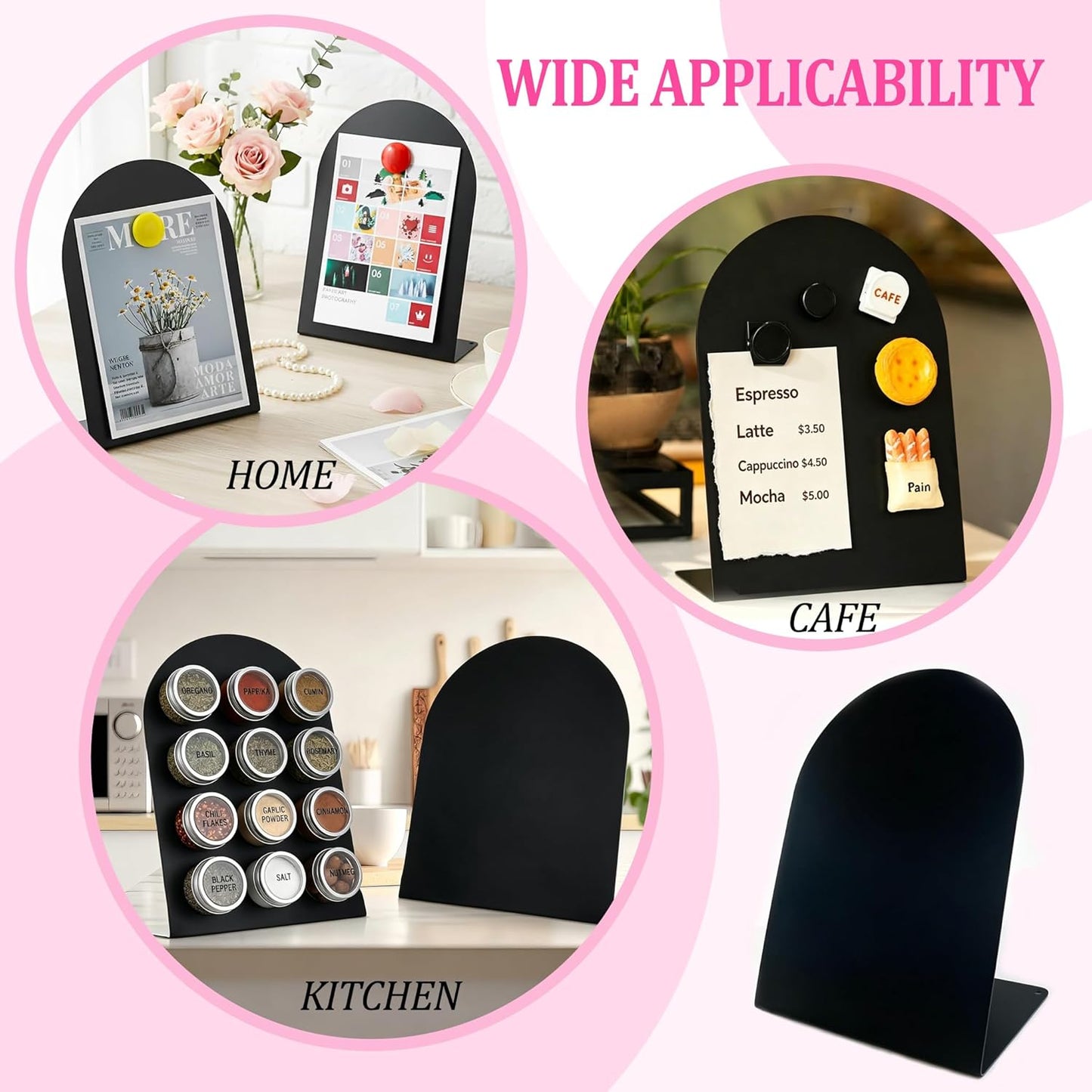 2 Pack Magnetic Bulletin Board with Stand, Magnetic Board, Magnet Board, Metal Tabletops Memo Photos/Souvenir Display Board Magnet Desk Display Stand for Home School Office Kitchen Decoration