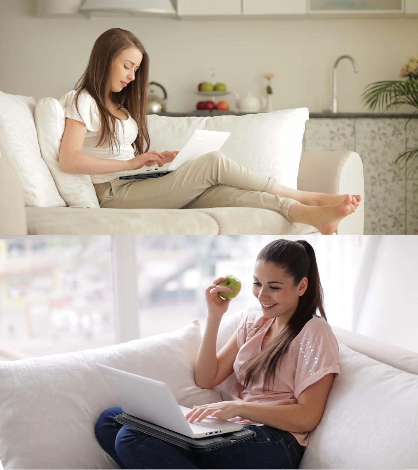 MAX SMART Portable Laptop Lap Pad, Laptop Desk with Retractable Mouse Tray, Sturdy Stable Work Surface for Bed Sofa Couch or Travel