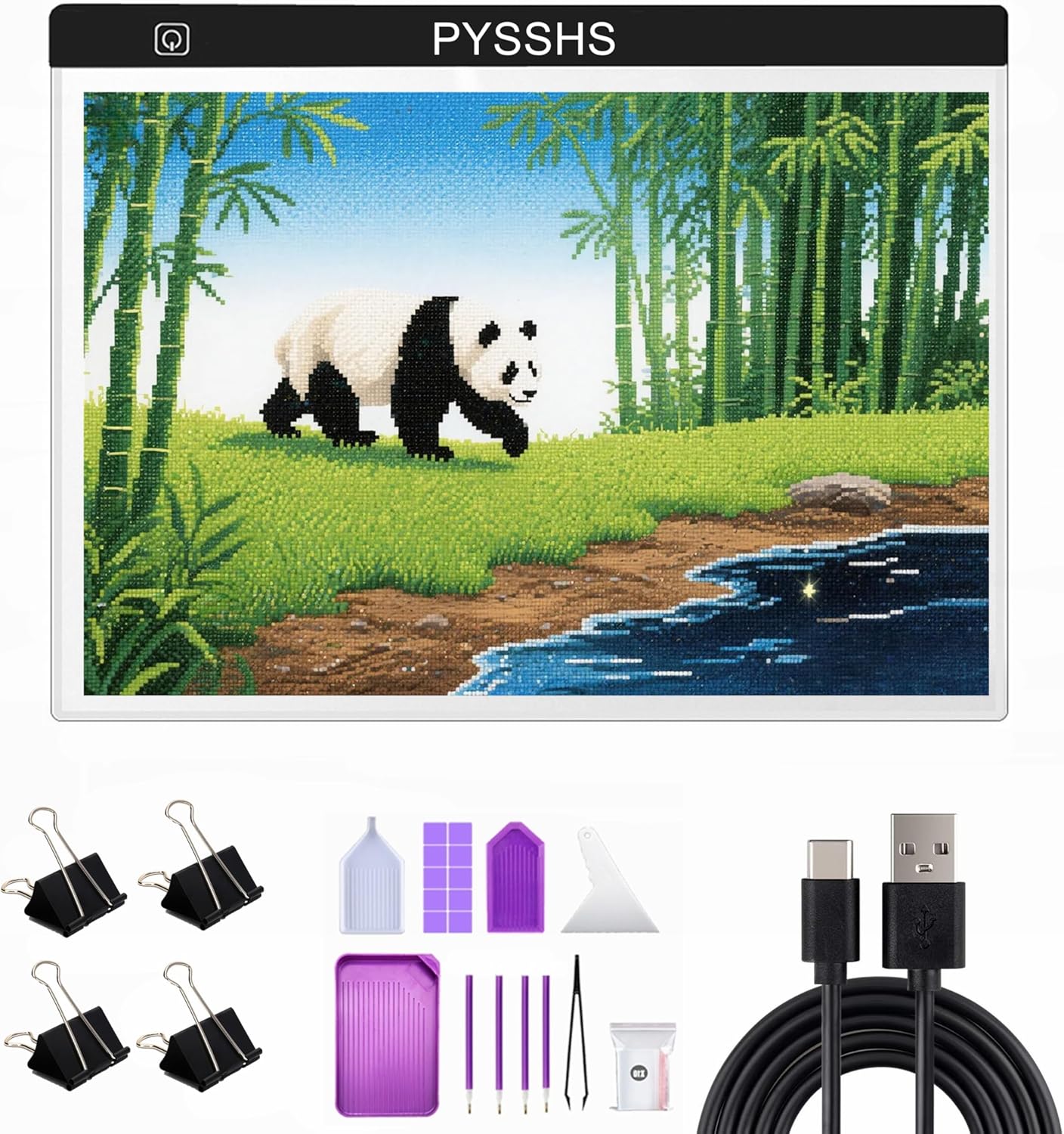 Large A2 LED Light Pad for Diamond Art Painting & Tracing, USB-Powered Light Board with 3 Brightness Levels - Includes Clips & Painting DIY Tools Kit