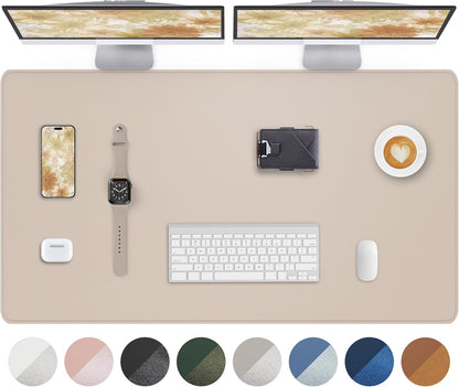 AFIING Desk Pad Protector 23.6" x 13.7" - Non-Slip Waterproof PU Leather Desk Mat for Mouse, Keyboard, Laptop, Office and Home Workspace (Beige)