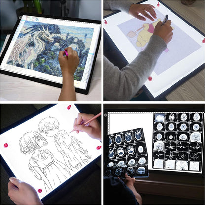 Big Sale ! A4 LED Light Box for Tracing, 60 LEDs Light Pad with Scale Ultra-Thin Continuously Brightness Adjustment USB LED Copy Board for Tracing, Tattoo Drawing or X-ray Viewing.