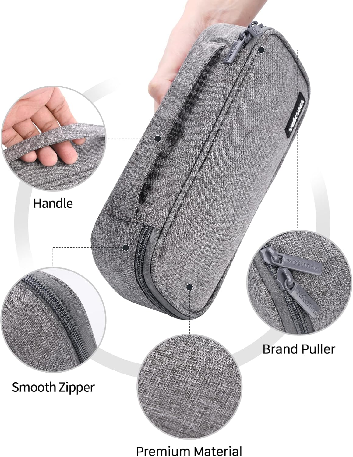 YOKUMA Pencil Case,Large Capacity Pencil Pouch,Aesthetic Zipper Pencil Box, Back to School Supplies for College Student Teen Adults,Travel Essentials,Electronic Cable Organize