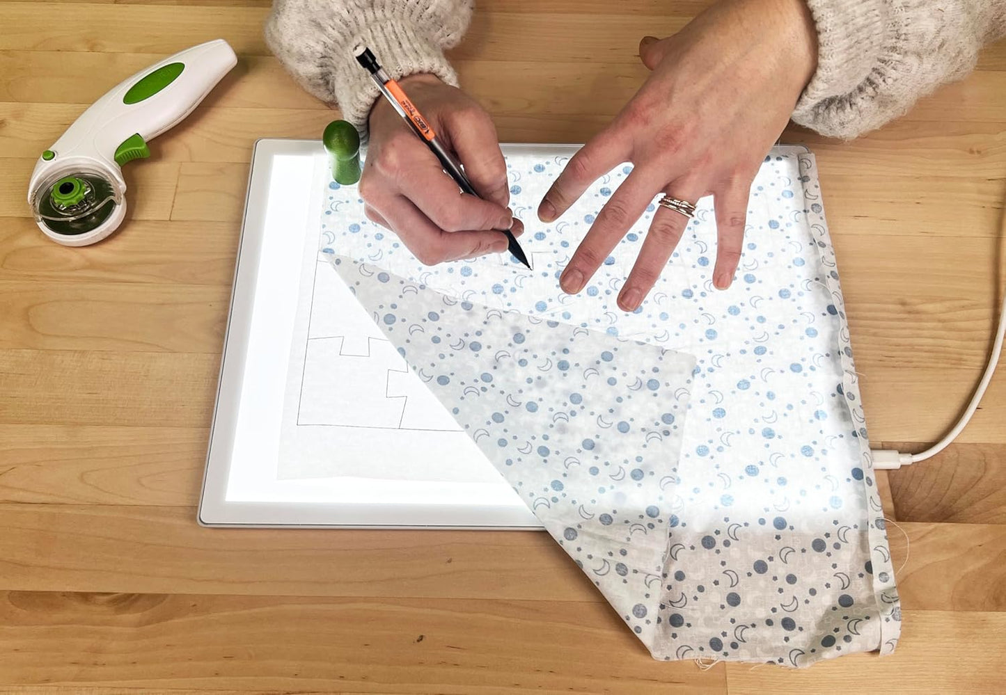 Cutterpillar Glow Elite Mini Light Board — LED Craft & Quilting Light Pad — Compact & Portable 10" x 13" Size — 4 Brightness Levels, Magnetic Base & Self-Healing Cutting Mat