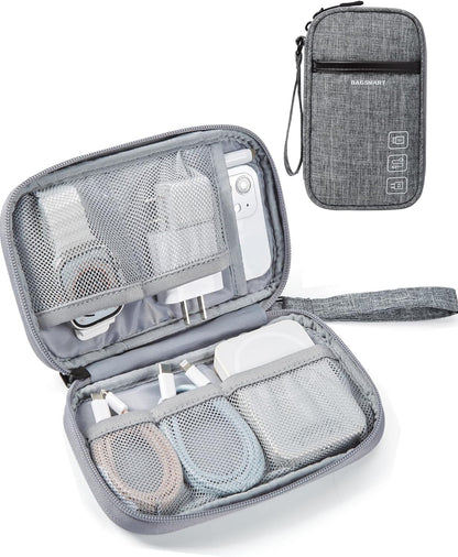 BAGSMART Cord Organizer Travel Cable Organizer Bag Tech Electronic Organizer Travel Case, Travel Essentials for Charger, Cable, Phone, Flash drive, Single Layer - Black