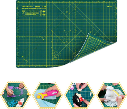Self Healing Cutting Mat A3 12"x18" – Double Sided 5-Ply Craft Mat for Sewing, Quilting, Fabric, Scrapbooking – Pink/Purple