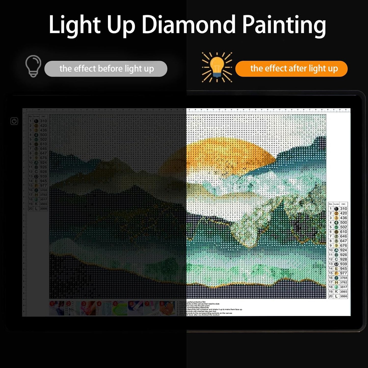 YINGWOND A1 Large LED Light Board for Diamond Painting, Tracing Copy Pad with Scale Eye Protection, Dimmable Brightness A1 Light Box for 5D Diamond Painting, Sketching, Animation
