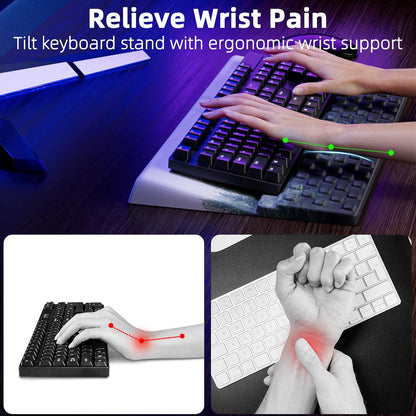 Ospelelf Tilt Keyboard Stand with Wrist Rest, Comfy Ergonomic Keyboard Riser Holder for Office Home