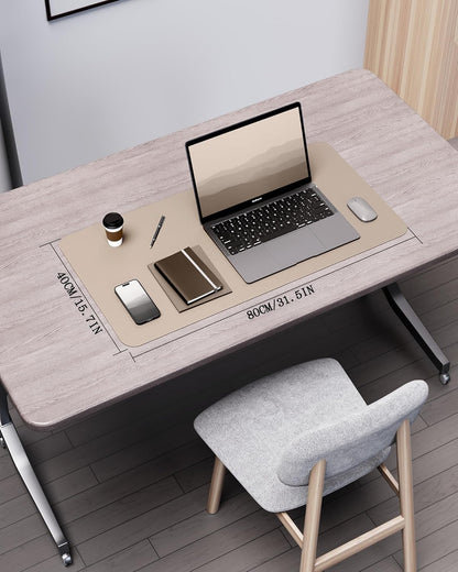 YSAGi Double-Sided Desk Pad, 31.5"x15.7"Leather Desk Mat, Eco Cork Desk Pad Protector,Large Mouse Pad,Waterproof Desk Blotter for Office/Home(Coffee)