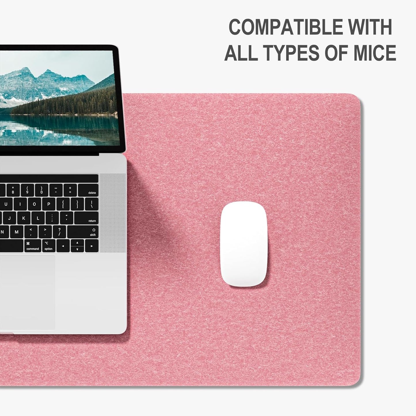 Auhoahsil Felt Desk Mat, Minimalist Large Mouse Pad XXL 35.5 x 15.7 in, Desk Matt for Desktop, Keyboard, Laptop, Computer, Office, Work from Home, Gaming, White
