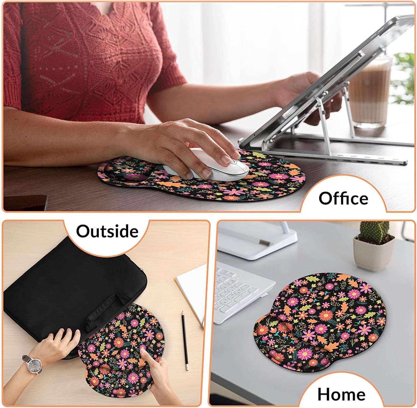 KONVINIT Ergonomic Mouse Pad with Wrist Rest, Small Mousepad with Non-Slip Rubber Base and Smooth Surface, Beach Mouse Pads for Desk, Office Desk Accessories