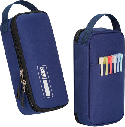 ECHSRT Big Pencil Case, Aesthetic Portable Zipper Pencil Bag with Hidden Pocket, Special Pouch for Men Women Adults, Stationery Organizer Pen Cases for Office Travel,Black