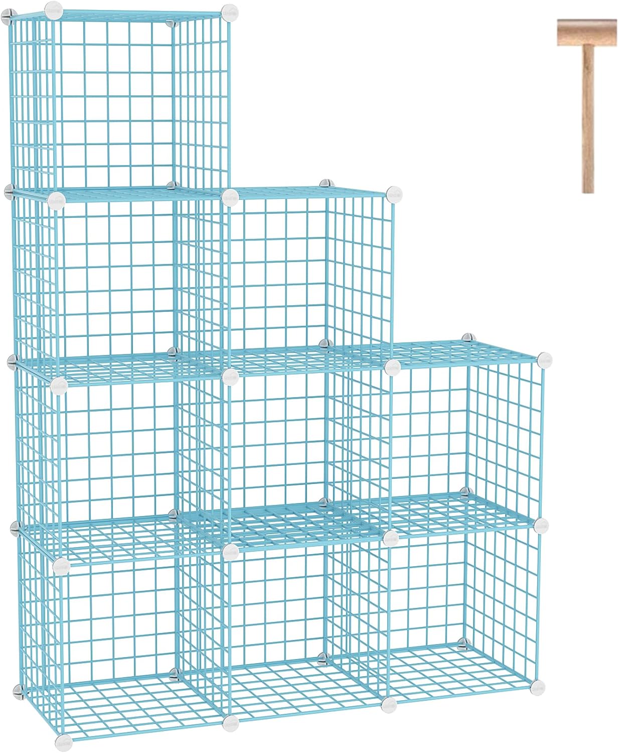 C&AHOME Wire Cube Storage, 6 - Cube Organizer Metal C Grids, Modular Shelves Units, Storage Bins Shelving, Closet Organizer, Ideal for Home, Office, Living Room, 36.6”L x 12.4”W x 36.6”H Black