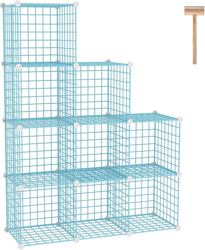 C&AHOME Wire Cube Storage, 6 - Cube Organizer Metal C Grids, Modular Shelves Units, Storage Bins Shelving, Closet Organizer, Ideal for Home, Office, Living Room, 36.6”L x 12.4”W x 36.6”H Black