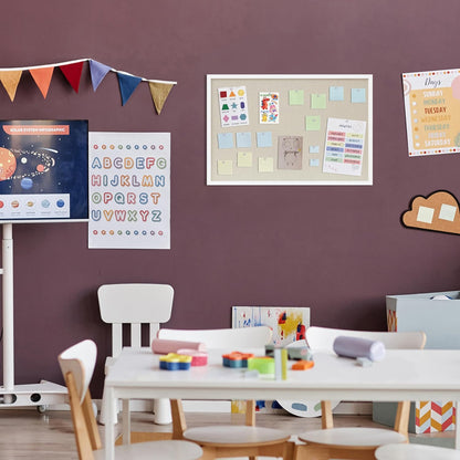 DAHAPYBOO Cork Board with Linen White,Bulletin Board 17"x12" Hanging Corkboards for Office Home School Message Board or Vision Board Decoration.