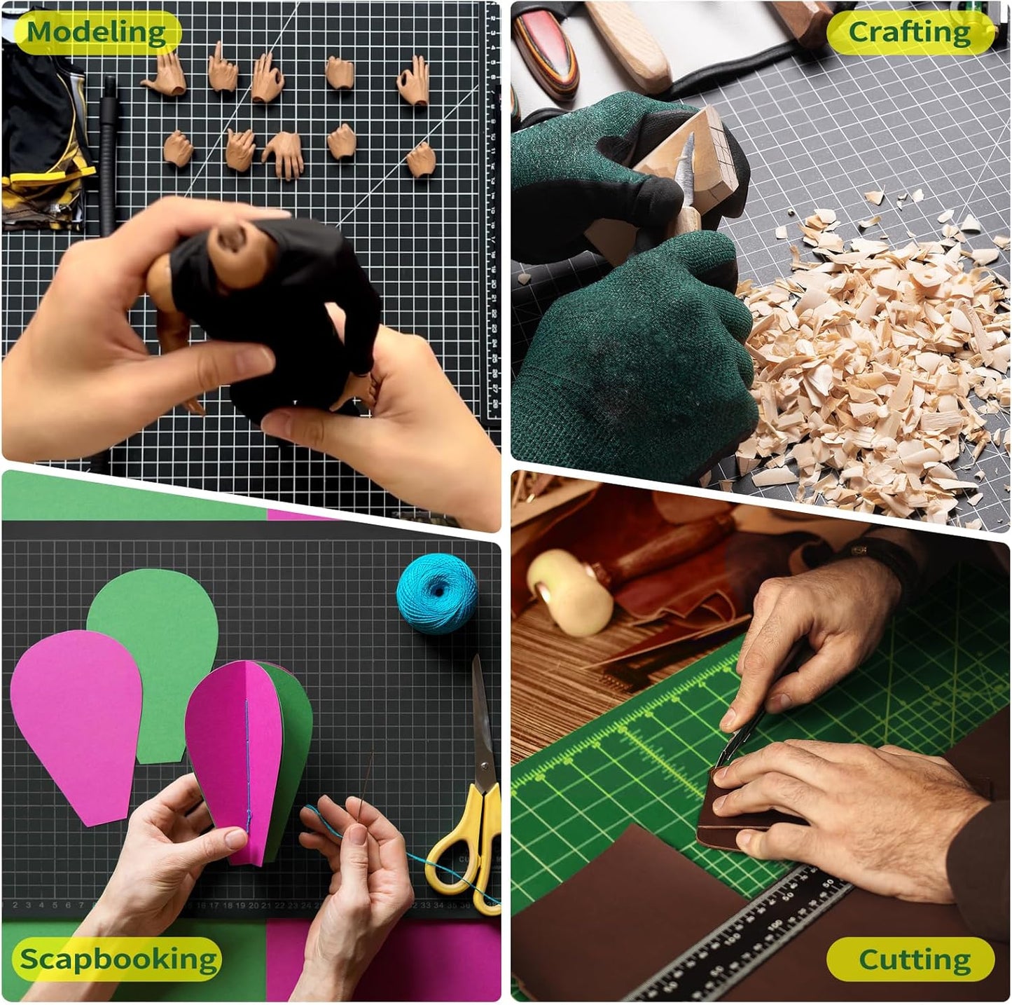 NEWBRAUG 18'' × 24'' Perfect Self Healing Cutting Mat, Non-Slip Gridded Rotary Cutting Board, Necessary for Quilting, Sewing, Craft, Fabric & Scrapbooking(Green/Black)…