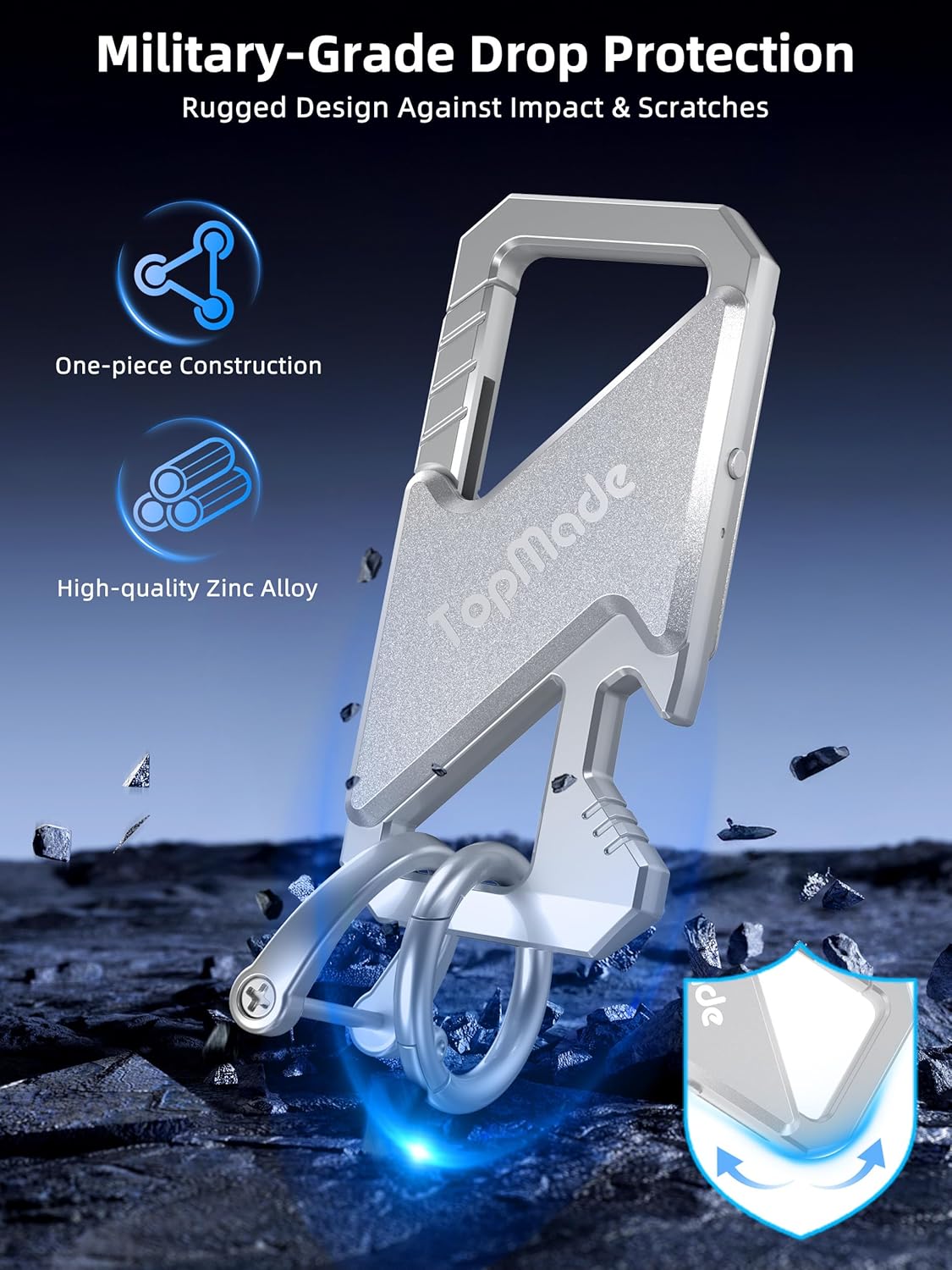 Keychain, Works with Apple Find My, Heavy Duty Key Chains Carabiner Bottle Opener, Car Key Finder with GPS Tracker, Rechargeable Bluetooth Key FinderTracker for Luggage, Bags, Backpack etc, Black