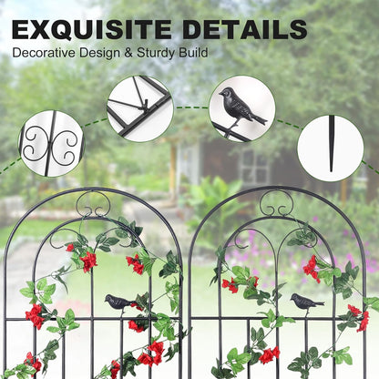 2 Pack 70.8" H x 19.7" W Metal Garden Trellis with Black Coating, Wire Lattice Grid Panel for Climbing Plants Outdoor Roses Vine Cucumbers Vegetables Flower Support (70.8" H, 2 Pack)