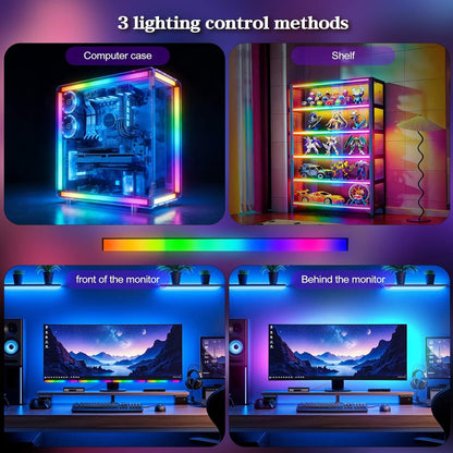 RGB LED Monitor Ambient Light Bar, 16 Inch USB Powered, APP Control & Music Sync, 16 Million Colors Dimmable, Gaming/Desk Display Backlight