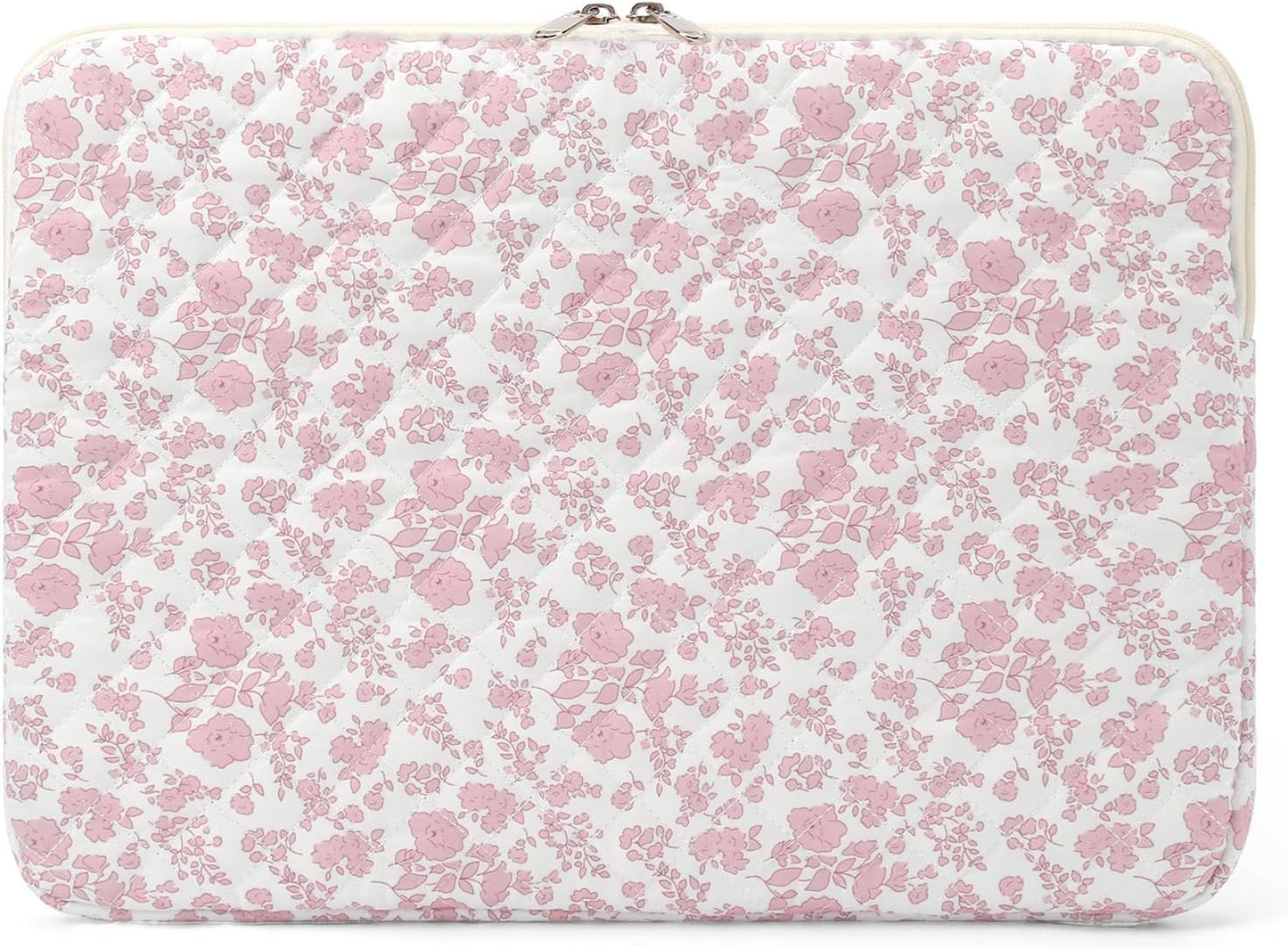 Puffy Laptop Sleeve 13 Inch Cute Quilted Laptop Protective Case Padded Floral Computer Sleeve for MacBook (A-Blue, 13 Inch)