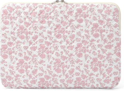 Puffy Laptop Sleeve 13 Inch Cute Quilted Laptop Protective Case Padded Floral Computer Sleeve for MacBook (A-Blue, 13 Inch)
