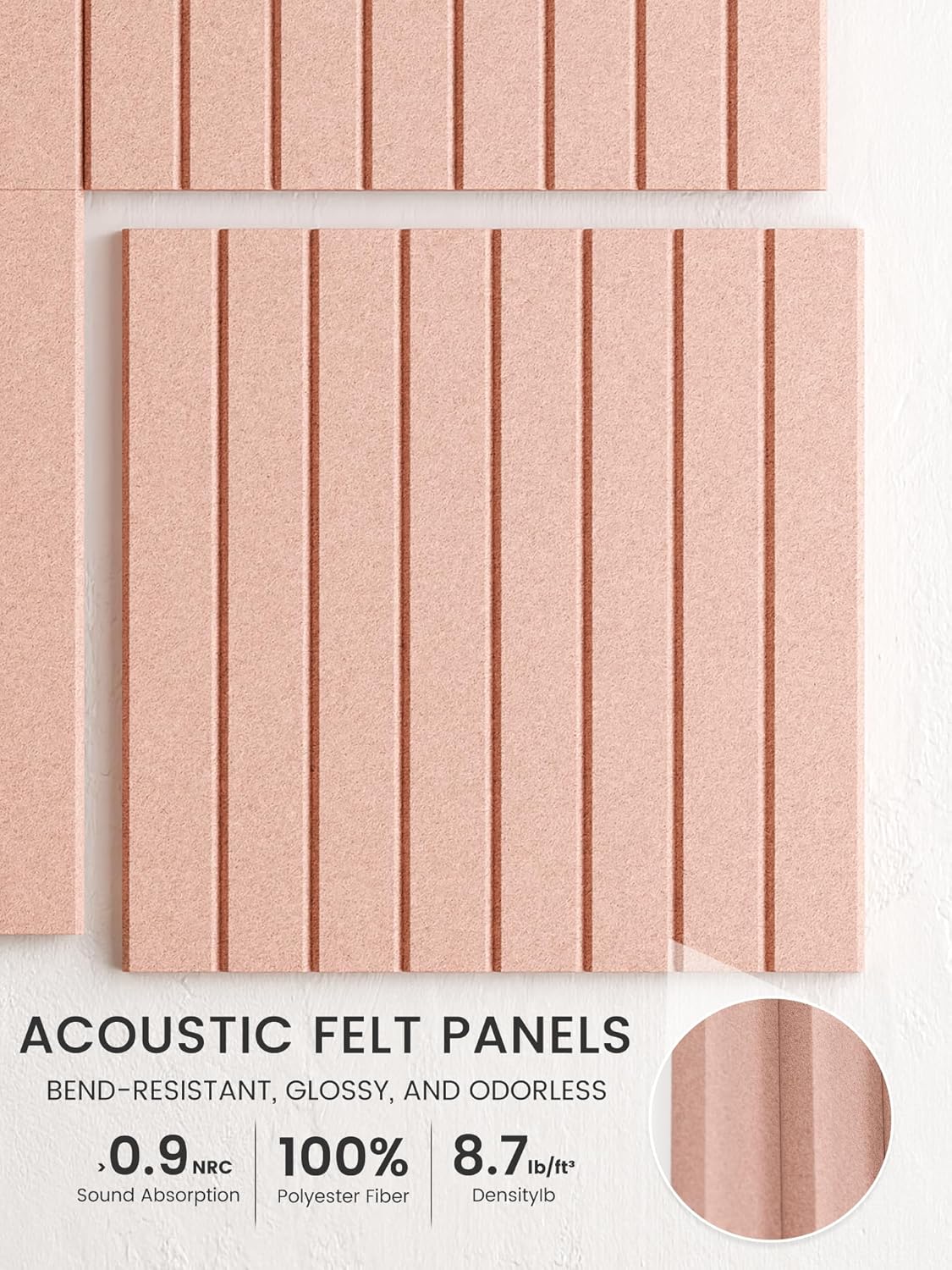 Bumusty Large Cork Board Alternative-48 x 36" Felt Bulletin Board Tiles, with 30 Pushpins, 70 Adhesive Tabs, Fine-Stripe 12-Pack, Cork Boards for Office Push Pin Board Felt Board-Oatmeal