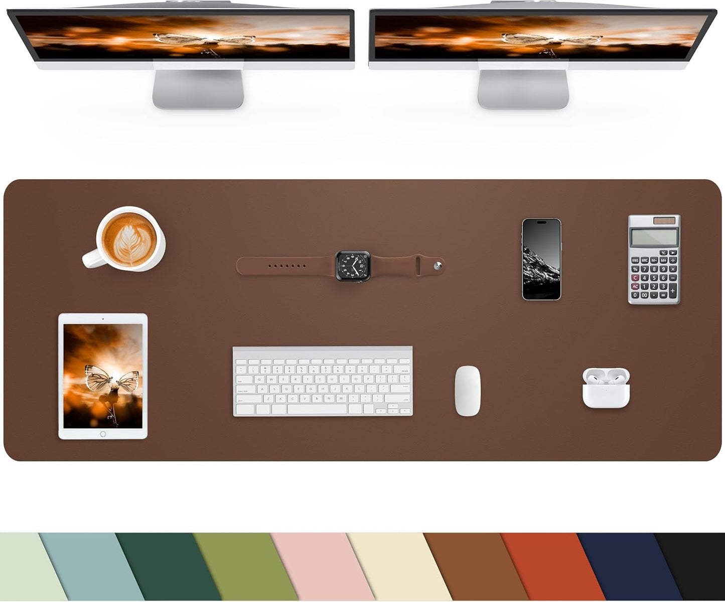 Leather Desk Pad Protector, Office Desk Mat, Large Mouse Pad, Non-Slip PU Leather Desk Blotter, Laptop Desk Pad Desk Accessories for Office and Home (Black, 40" x 17")