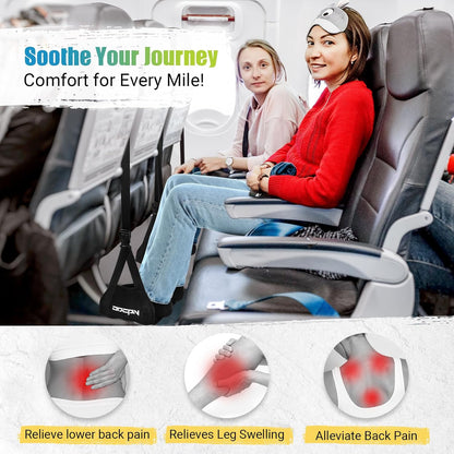 2-Pack Foot Hammock for Plane Travel, No Collapse Thickened Bamboo Airplane Foot Rest with Extended Adjustment Strap, Portable Desk Foot Hammock to Relax Your Feet, Foot Sling Travel Essentials(Black)