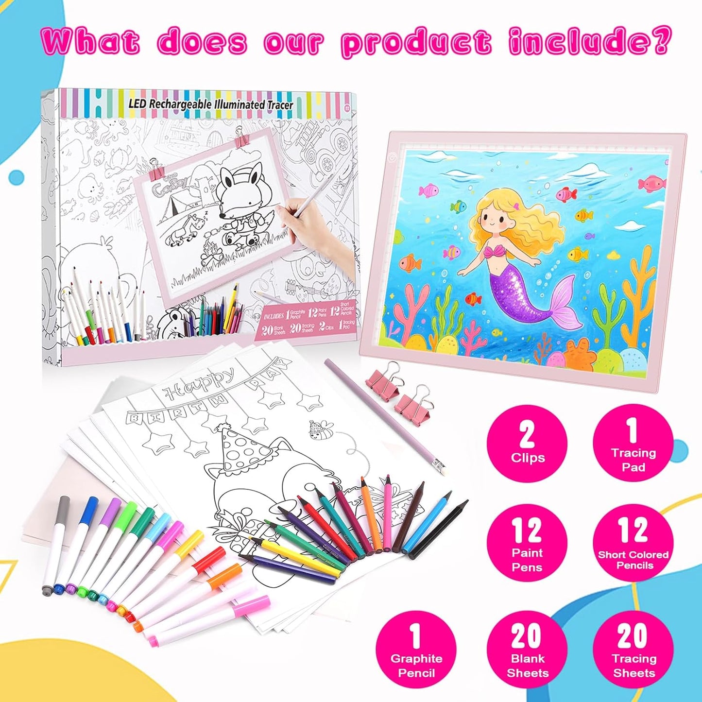 Light Up Tracing Board Kits Blue, 15" Writing Tracer Pad for Kids Ages 3-12, Drawing Tablet Supplies for Diamond Art Painting Accessories, Sketching Light Box Table for Boys Adults Holiday Gift Toys
