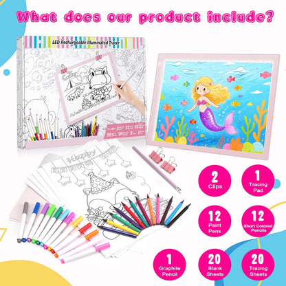 Light Up Tracing Board Kits Blue, 15" Writing Tracer Pad for Kids Ages 3-12, Drawing Tablet Supplies for Diamond Art Painting Accessories, Sketching Light Box Table for Boys Adults Holiday Gift Toys