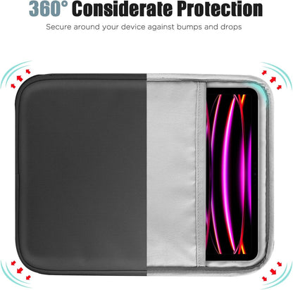 TiMOVO 9-11" Tablet Sleeve Bag for iPad 11-inch A16 2025, iPad 10.9"/10.2"| Air 11 Inch/5th/4th Gen. 10.9", Galaxy Tab A9+/A11Plus 11", Protective Bag with Pocket, Black