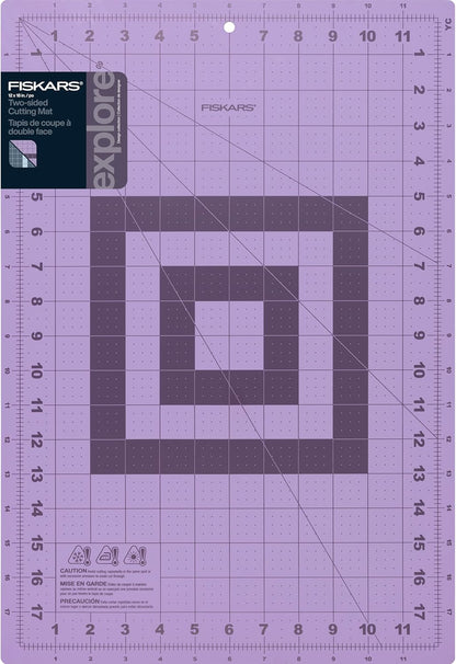 Fiskars Self Healing Cutting Mat with Grid for Sewing, Quilting, and Crafts - 18" x 24 Grid Lilac/Mountain Haze