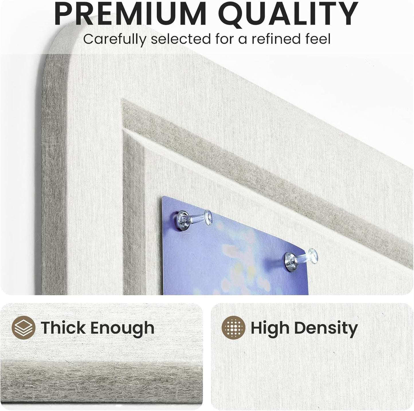 Large Bulletin Board, 35 X 17 Inches Felt Cork Board with 40 Pushpins, Foldable Felt Notice Pin Board Photo Display Board with Self-Adhesive Tape for Office Home School (Oatmeal, 35x17 inch)